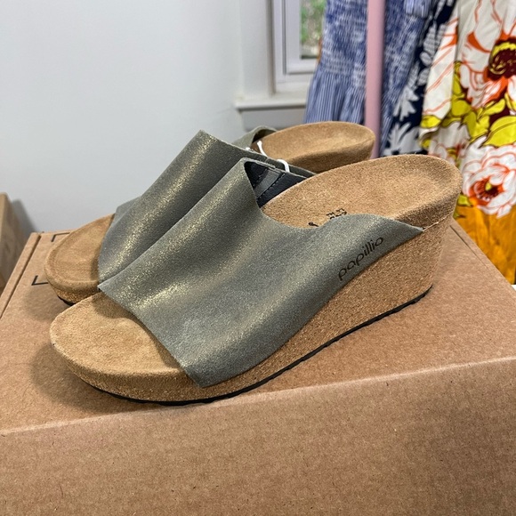 Birkenstock Namica Suede Leather Metallic Stone Gold - Picture 3 of 6